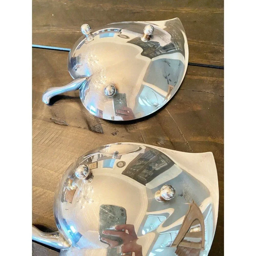 Vintage F.B. Rogers Silver Co. 1883 Silver Plate Leaf Shaped Footed Dishes-2